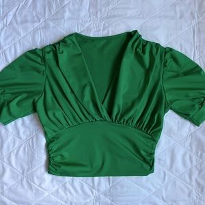 green crop top